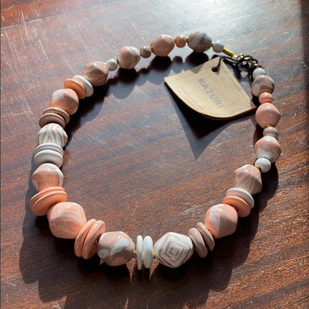 Kazuri peach statement necklace
